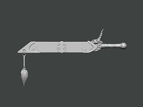 3d model-sword0008 sword weapon people illustration dagger steel vertical horizontal old monochrome knight battle axe science bladed scientific art 3d print model - Mito3D