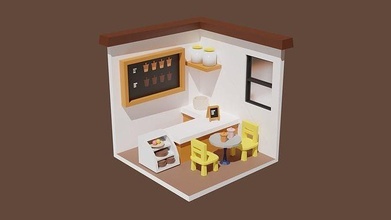 3d model coffee shop wood architecture furniture comfort business seating wooden seat presentation family house 3d print model - Mito3D