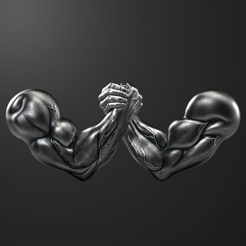 3d modelo arm wrestling metal manos participación brazo lucha músculos mano pulso cnc figurilla hombre fuerte deporte apretón empuñadura joyería joya 3D print model - Mito3D