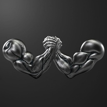 3d model arm wrestling metal eller tutma kol güreş kaslar el bilek güreşi cnc heykelcik güçlü adam spor tokalaşma toka tutacak takı 3d print model - Mito3D