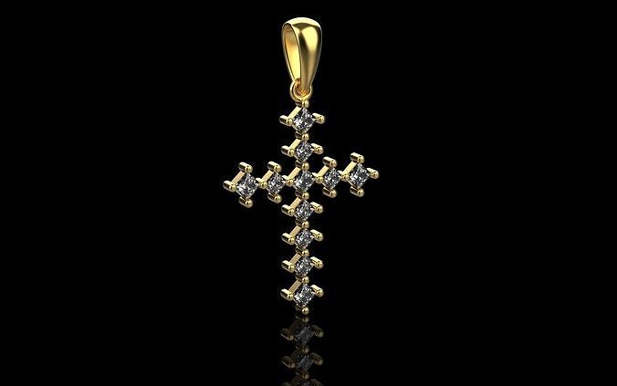 3d model croses gold jewelry luxury gem silver diamond ring brilliant pendant gary pendants 3D print model - Mito3D