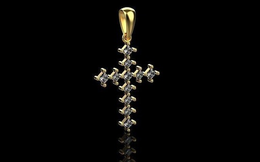 3d modello cros oro gioielleria lusso gemma argento diamante squillare brillante pendente Gary ciondoli 3d print model - Mito3D