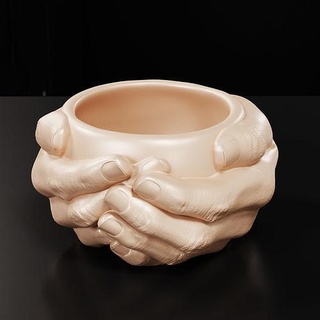 3d model cupping hands pot planter drainage vase house garden decor 3d print model - Mito3D