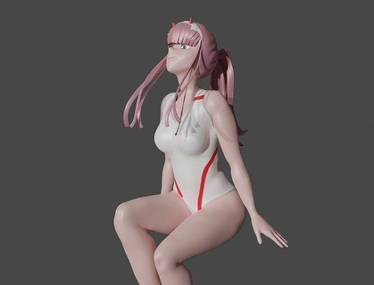 3d modelo cortar zerotwo colgando anime impresión imprimible franxx Arte esculturas estatua naruto modelado 3dprint 3d print model - Mito3D