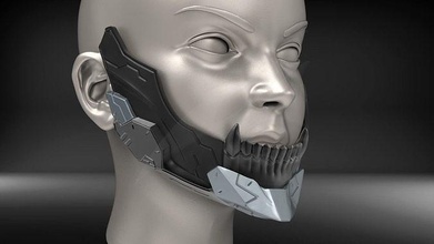 3d model of yarı robot çeneler v3 maske korku sanat siber punk moda kostüm oyunu kovid koronavirüs giyilebilir 3dprint 3d print model - Mito3D