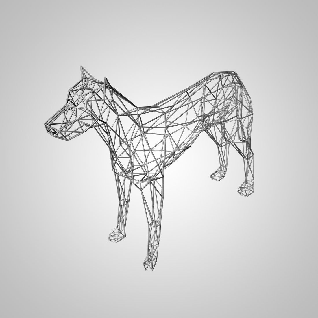 3d model dog skeleton art animal husky sculpture figure printable cnc lowpoly statue design decor sculptures 3D print model - Mito3D