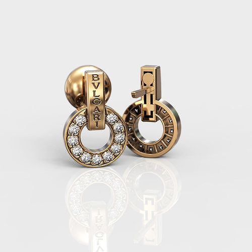 3d model earrings bulgari 3d print model earrings bulgari jewelry bvlgari ring gold silver jewel luxury fashion wedding 3dprint 3dfile diamond diamond ring free gem  3D print model - Mito3D