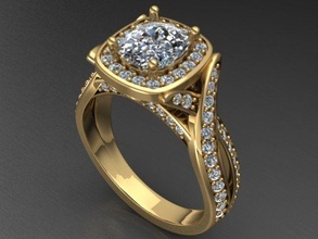 3d modelo hembra anillo oro plata imprimible diamante joya joyería Boda compromiso blanco libra esterlina Moda 3d print model - Mito3D