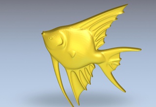 3d model of fish angelfish aquarium sealife ocean sea underwater aquatic water animals artcam art 3d print model - Mito3D