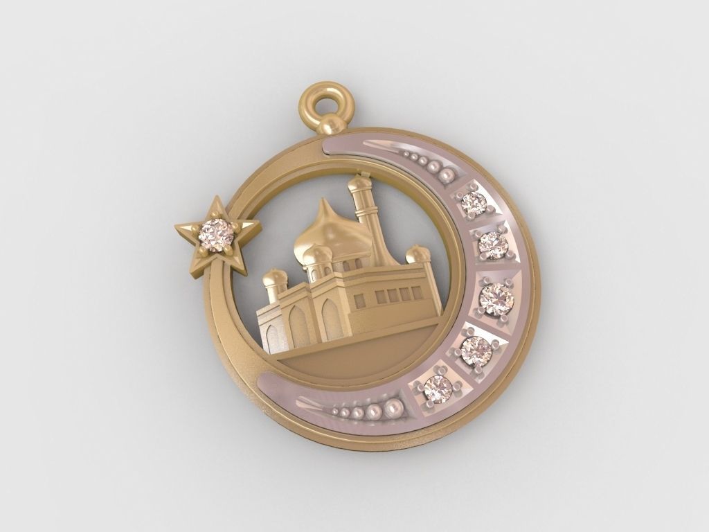 3d model muslim pendant 01 stl jewelry mosque islamic printable arabic religion islam pray arab muhammad cairo muslims pendants 3D print model - Mito3D