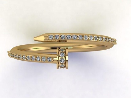 3d modelo unha anel joalheria argolas imprimível diamante prata jóias jóia Casamento noivado gema brilhante platina esterlina moda branco ouro 3d print model - Mito3D