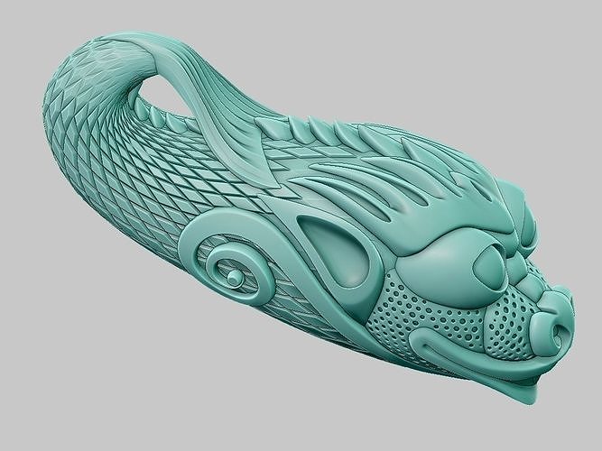 3d modello netsuke Drago pesce makatsuge 3dprint animale arredamento natura sculture arte giocattolo statua scultura animali 3D print model - Mito3D
