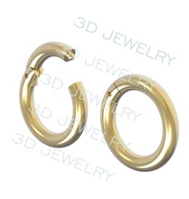 3d model of a piercing hoop 3dprinting earring hoops clicker metal jewelry gold metallic jewel silver gem glazed earrings 3d print model - Mito3D