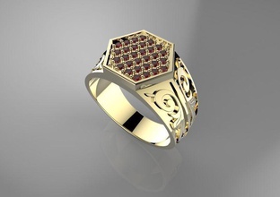3d modelo anillo kod1 029 joyería joya precioso platino lujo brillante oro imprimible diamante Moda rinoceronte disparo llave matriz representación modelado Arte anillos 3d print model - Mito3D