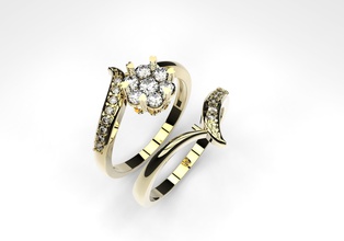 Modèle 3d de la bague prêt d'impression taille 7 us bijoux l'anneau imprimable gem l'engagement joyau en diamant boucle d'oreille pierre précieuse mariage le platine saphir cad mode beauté brillant les anneaux 3d print model - Mito3D