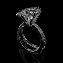 3d modello solitario marchesa tagliare el ring pv diamante squillare stl cad stampabile design gioielleria bianca oro argento moda gioielli fidanzamento nozze platino prezioso lusso anelli 3d print model - Mito3D