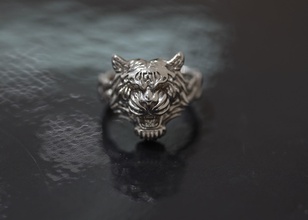 Modello 3d di tigre anello gioielli lucente oro la ricchezza brillano preziosi regalo sterlina stampabile gioiello 3dring 3dmodel 3dprinting 3djewelry anelli 3d print model - Mito3D