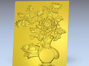 3d modelle gold vase blumen modell holz carving cnc teile herausforderung kunst 3d print model - Mito3D