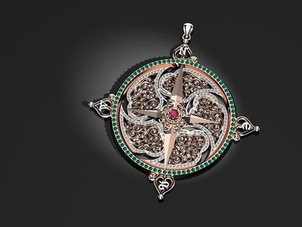 3d nft compass pendant 2022 gold bitcoin opensea silwer diamond bijoux jewellery engagement jewel printable silver jewelry wedding ring gem fashion pendants 3d print model - Mito3D