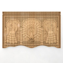 3d panels peacocks art bird decoration deco peacock carving panel frame carved bas interior other ornament sculptures 3d print model - Mito3D