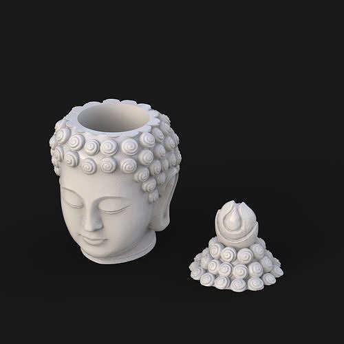 3d impressão Buda Panela escultura estátua Budha cabeça religião budda imprimível fofa interior plantas minimalista vaso decoração utensílios domésticos miniatura 3dprint flor arte 3D print model - Mito3D