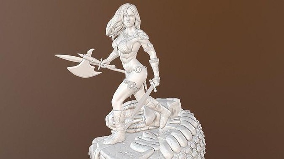 3d print model sword hero sonja barbarian armor warrior shield battle axe bladed weapon cutting blade medieval fantasy knight 3dprint character printable sculpture art sculptures 3d print model - Mito3D