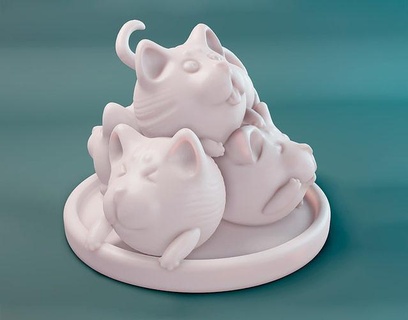 3d Stampa modello carina gatti miniatura amore gatto animale domestico gattino scultura souvenir tenero anime kawai bella giocattolo paffuto arte sculture 3d print model - Mito3D