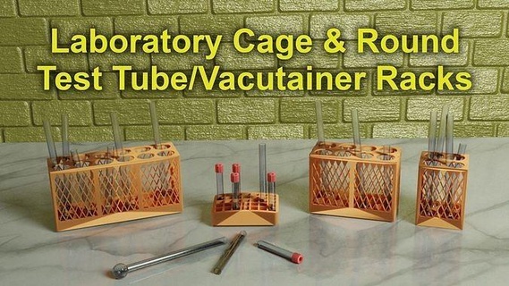 3d print ready laboratory cage round test tube racks rack vacutainer stand holder apparatus lab hospital medical storage flask bottom science engineering cytoplasm chemistry industrial box 3d print model - Mito3D