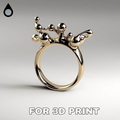 3d print ring gold bubbles silver diamond jewelry jewellery wedding gem brilliant fashion printable engagement beauty sterling rings 3d print model - Mito3D