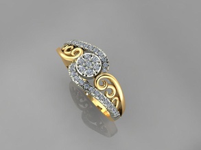 3d Stampa squillare modello 68 gioielleria platino nozze oro pendente gemma diamante moda rinoceronte matrice lusso 3d print model - Mito3D