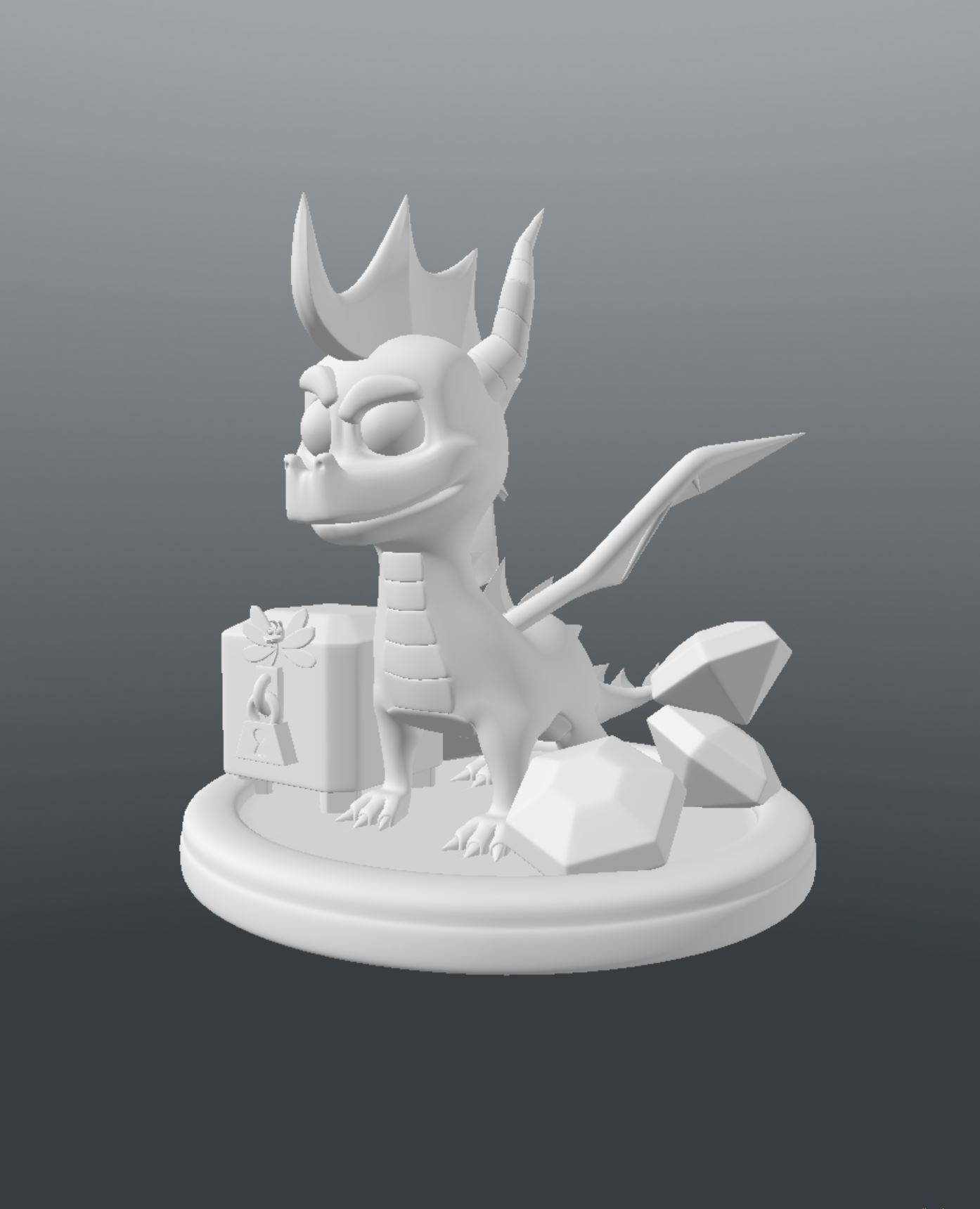 3d drucken spyro drachen ventilator kunst digital juwel truhe sperren sparx playstation fantasie fiktiv kreatur video spiel charakter skulpturen 3D print model - Mito3D