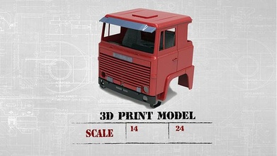 3d print old truck cab ready to be sliced printed tamiya scale cabin vehicle car 3dprint tractor semitrailer cargo long autotruck heavy industrial transport stl scale14 diecast hobby diy automotive 3d print model - Mito3D