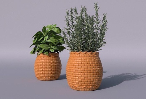 3d printable basket planter tray pot brown garden decor house vase nature holder pen stand accessories 3d print model - Mito3D