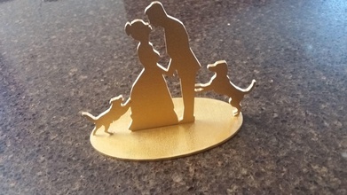 3d imprimible pastel sombrero copa boda tarta hombremujerperros horneando perros matrimonio casado arte esculturas 3d print model - Mito3D