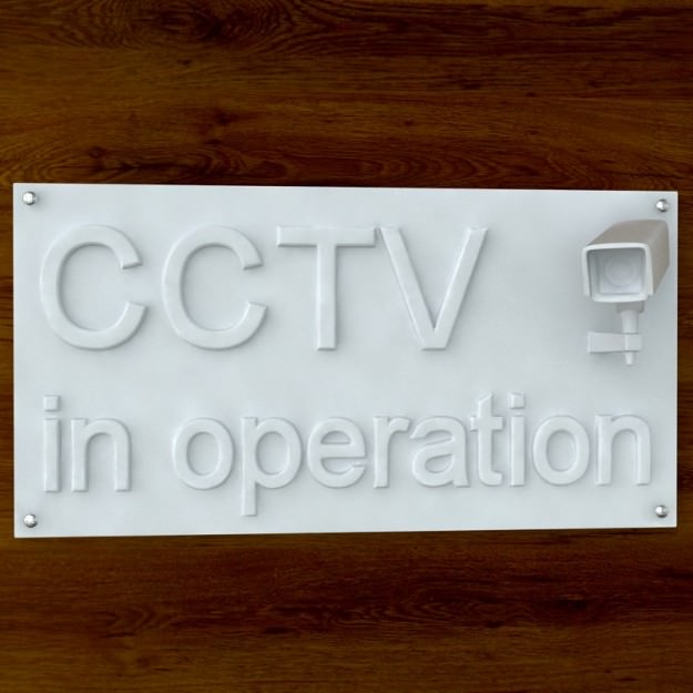 3d printable cctv sign stl obj art print ready signage dimensional surveillance camera warning shop store mall airport public staplesprinting signs logos 3D print model - Mito3D