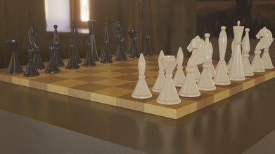 3d printable chess set in art deco style blender game knight king piece games board bishop rook pawn queen medieval castle toys 3d print model - Mito3D