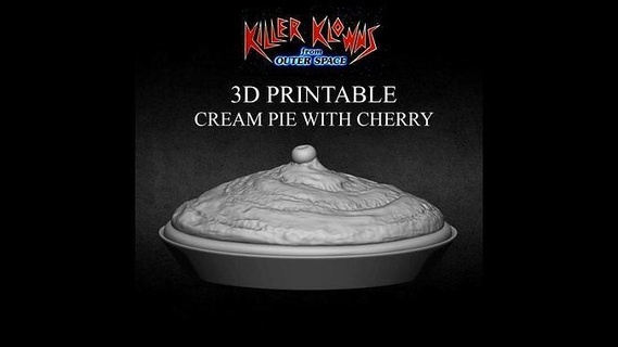 3d printable cream pie cherry killer klowns cake toy prop toys candy 80s collectible extraterrestrial sweet actionfigure dessert creampie killerklowns killerklownsfromouterspace kkfos killerklown klown house kitchen dining 3d print model - Mito3D