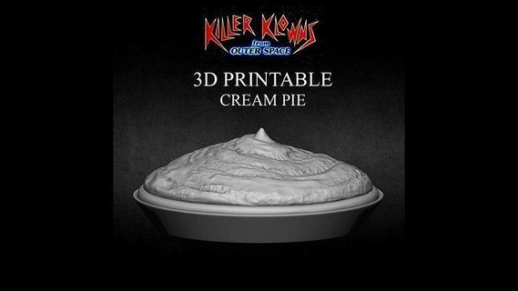 3d printable cream pie killer klowns outer space cake toy prop toys candy 80s collectible extraterrestrial sweet actionfigure dessert creampie killerklowns killerklownsfromouterspace kkfos killerklown klown house kitchen dining 3d print model - Mito3D