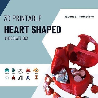 3d printable heart shaped chocolate box valentines love valentine gift food miscellaneous sweet holiday container shape anatomy anatomical cardiologist science biology 3d print model - Mito3D