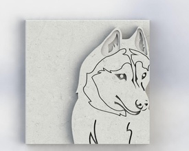 3d printable husky dog 4 part stl file art tiles animal wall scans replicas 3d print model - Mito3D