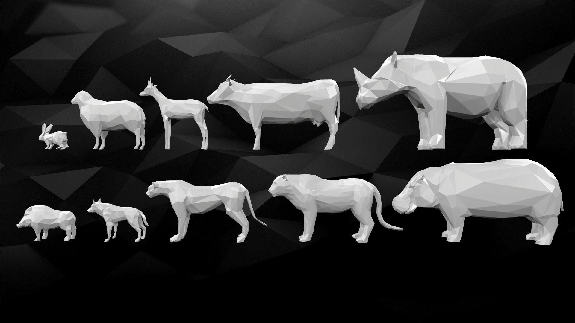 3d imprimibles low-poly animales pack art 3dprint 3dprintable modelo animal la criatura naturaleza lowpoly de decoración minimalista las esculturas 3D print model - Mito3D