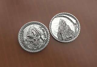 3d druckbar erinnerung mori münze drucken tod halloween grusel tot böse dämon fantasie fiktiv kreatur unheimlich zombie schädel knochen kunst münzen abzeichen 3d print model - Mito3D