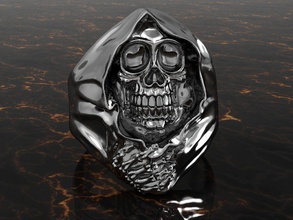 3d stampabile modello cranio incappucciato squillare gioielleria buio argento scultura anelli 3d print model - Mito3D