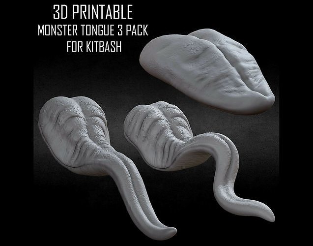 3d imprimível monstro língua 3 pacote suporte veneno desova estrangeiro figura ação hrgiger giger kitbash xenomorfo mcfarlane infrator horror biologia anatomia natureza medicamento ciência jogos brinquedos 3D print model - Mito3D