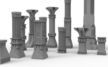 3d printable pillar assorted bases dwarf mine games-toys wargaming wargame miniatures 28mm 35mm stone games toys game accessories 3d print model - Mito3D