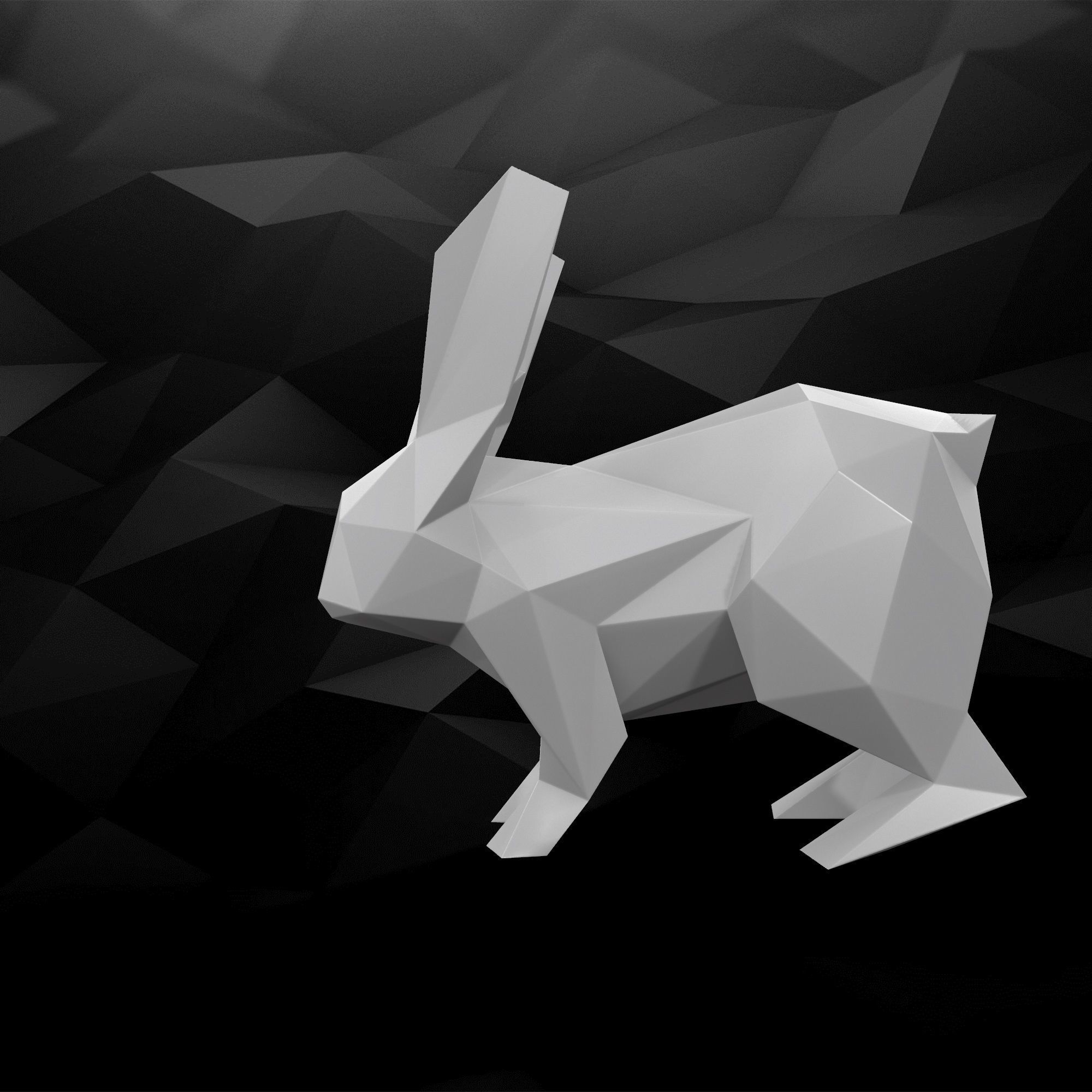 3d stampabile modello di coniglio art 3dprint 3dprintable animale creatura natura lowpoly la decorazione minimalista sculture 3D print model - Mito3D