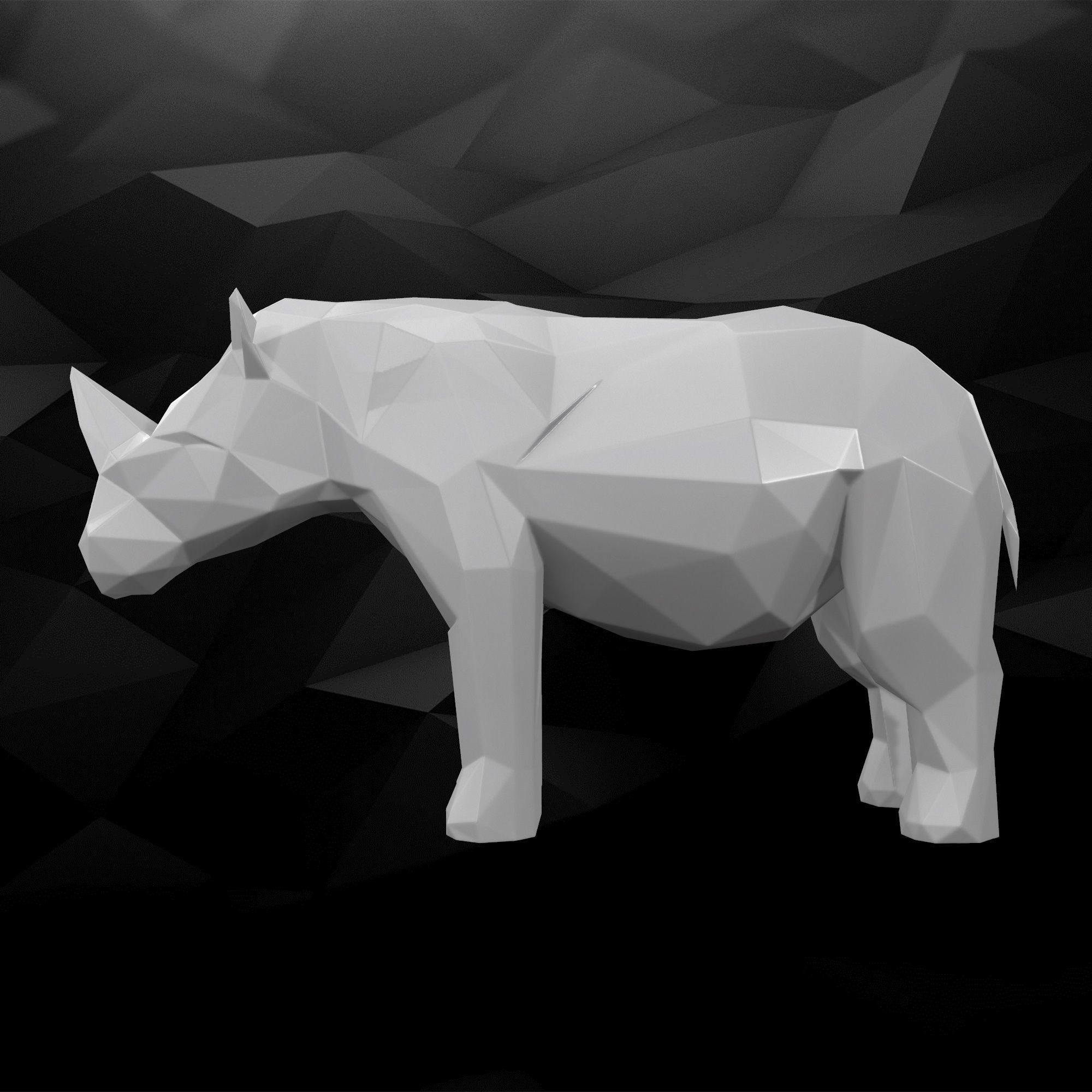 3d printable rhino model art 3dprint 3dprintable animal creature nature lowpoly decoration minimalistic sculptures 3D print model - Mito3D