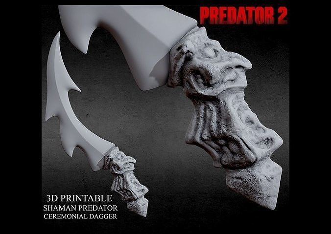 3d printable shaman predator ceremonial dagger knife shamanpredator yautja alphapredator weapon boneweapon scythe battle medieval hell sickle vintage blade bladedweapon prey junglehunter games toys 3D print model - Mito3D