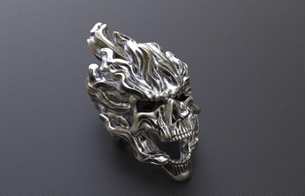 3d printable skull pendant dead bone jewelry halloween zombie horror undead necklace scary fashion beauty monster flaming silver pendants original design 3d print model - Mito3D