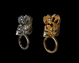 3d imprimível crânio serpente anel joalheria ouro prata moda jóias cabeça gema colar brilhante turquesa acessório luxo pingente argolas 3d print model - Mito3D